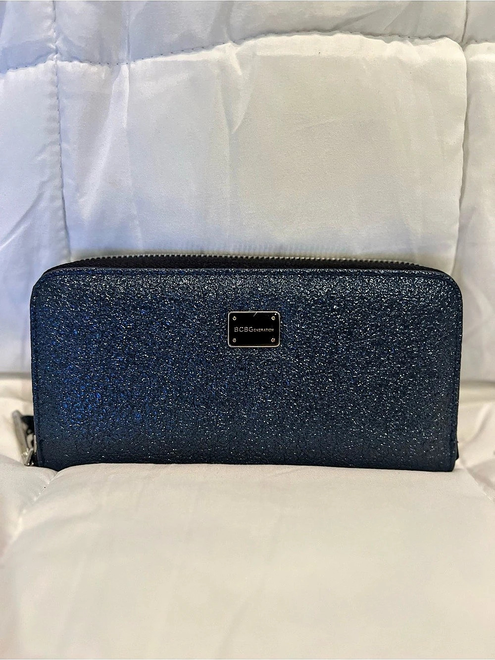 BCBGeneration Allison Wallet Glitter Zip Blue